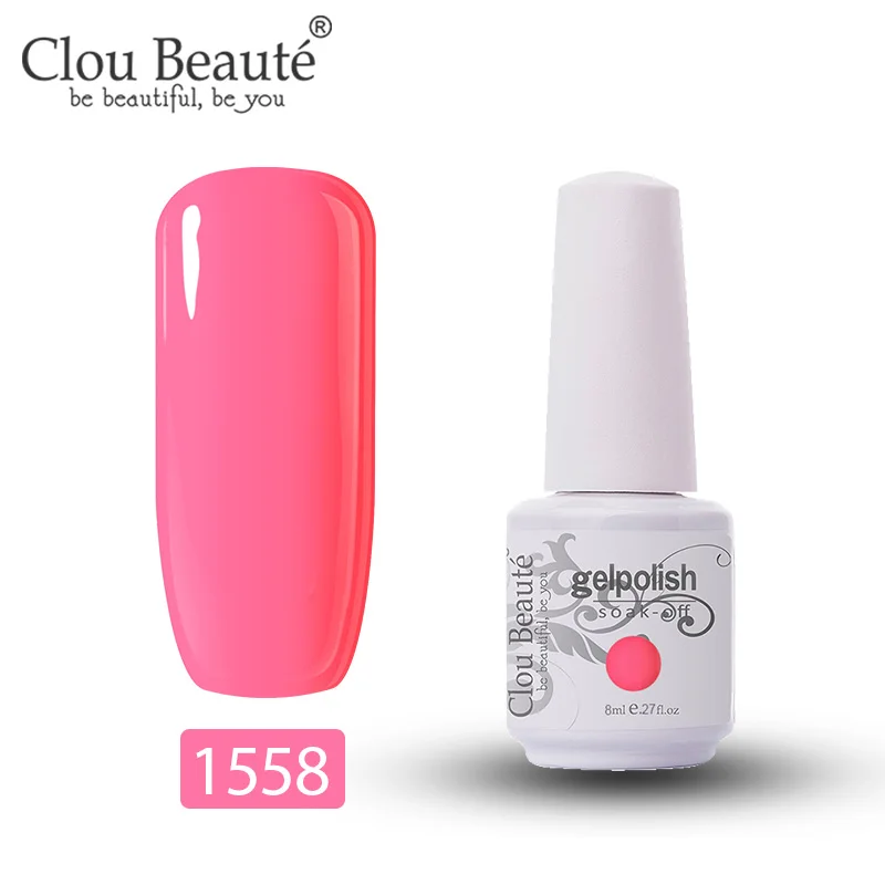 1558 Clou Beaute Гель-лак для ногтей Гибридный блеск для ногтей Цветной Гель-лак неоновый гель для ногтей 8 мл UV Vernis Полупостоянный праймер верхнее покрытие - Цвет: 1558