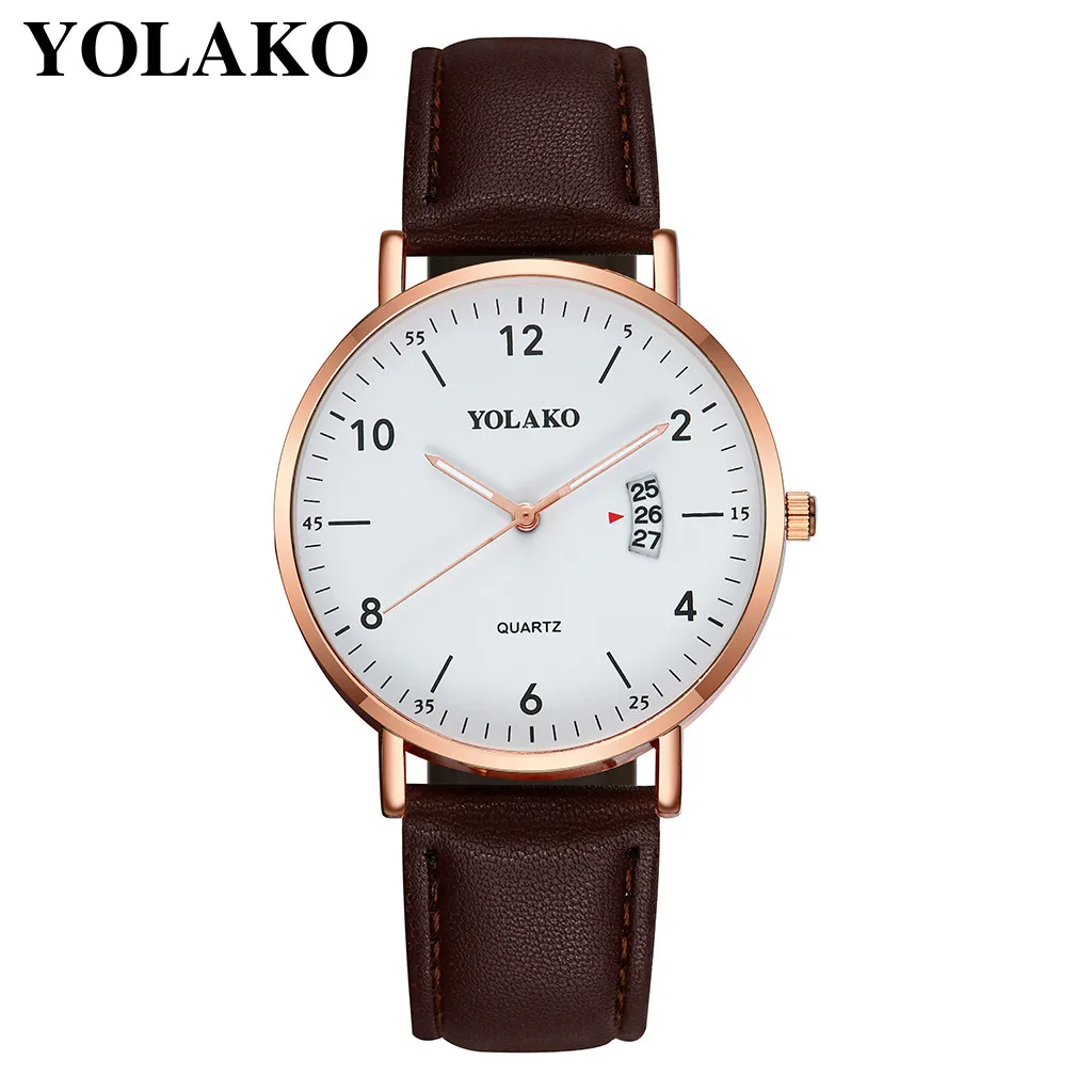 Relogio Masculino New Mens Watch Yolako Fashion Business Simple Dial Belt Calendar Men's Quartz Watch Gift Relogio Feminino