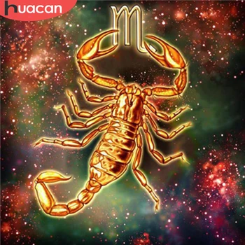 

HUACAN 5d Diamond Painting Scorpio Cartoon Full Square Diamond Embroidery Sale Constellation Mosaic Rhinestones Leo