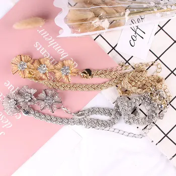 

Slim waist chain woman decorate fashion flower rhinestone hollowing out chain all metals match a dress