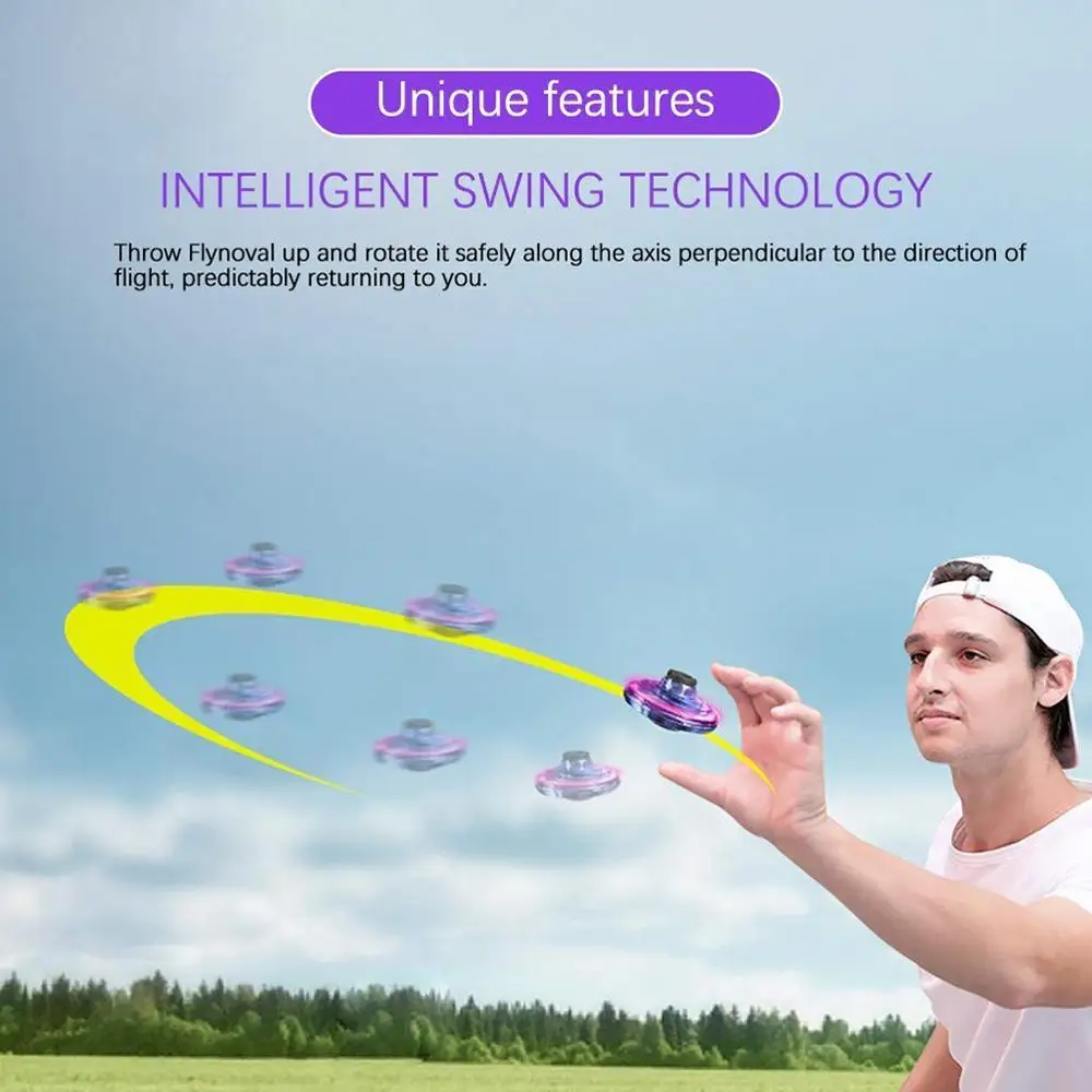 New Flynova Athletic Antistress Hand Mini Fly Toy Gyro Rotator Drone UFO Led Fidget Finger Spinner 3