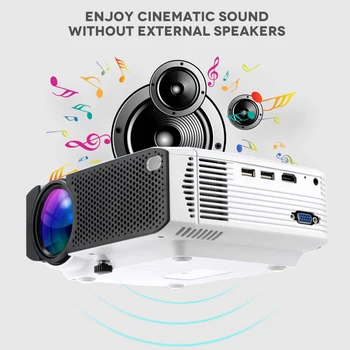

Laptop HDMI TF USB Dual Speaker Portable Home Entertainment Stereo 480P Display Mini Projector Theater 1600L Brightness Movie