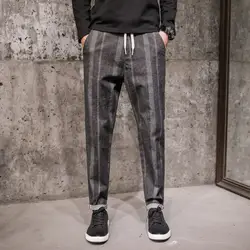 UYUK2019 зимние новые свободные облегающие повседневные Модные трендовые мужские брюки с ремешками плетеные ноги джоггеры Homme хип-хоп