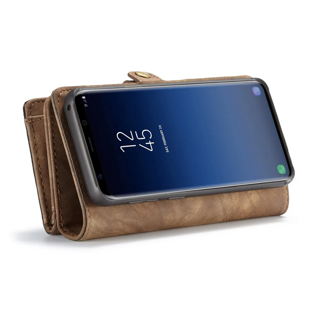 CaseMe для Galaxy S9+ Съемный Многофункциональный горизонтальный Флип кожаный чехол с отделением для карт и держателем и бумажником на молнии