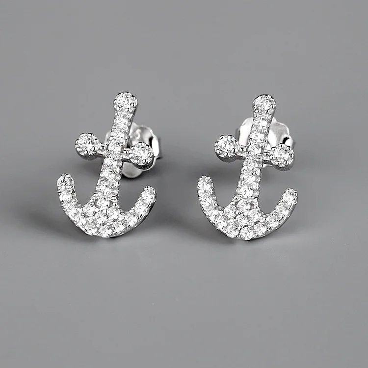 

CMajor Latest S925 Sterling Silver Imported 7A Cubic Zircon Korea Sell Like Hot Cakes Anchor Bling Stud Earrings for Women