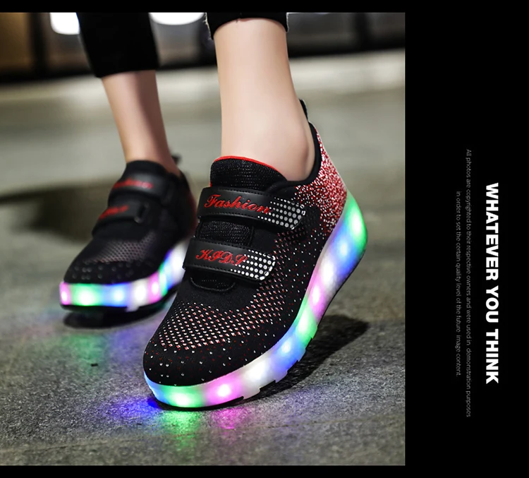 Heelys USB зарядка светодиодный Красочные Дети Мода кроссовки с два колеса роликовые коньки обувь для мальчиков и девочек