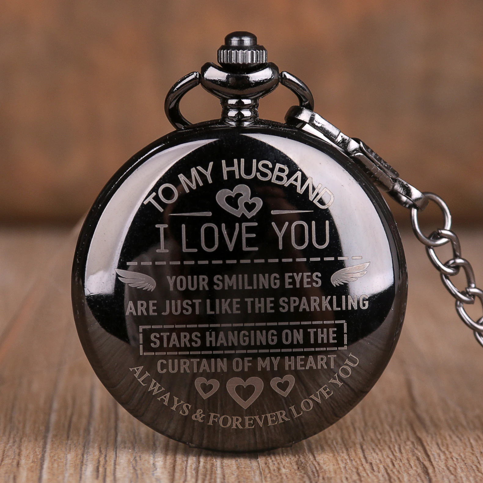 

2019 NEW To My Husband Design Pocket Watch Necklace Pendant Chain Clock Mens Necklace Unique Gift Clock Valentine's Day Gift