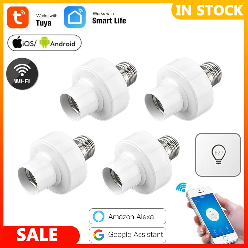 Smart Wifi Light Socket Adapter Smart Lamp Holder E27 Tuya Smart Life Voice Control Remote