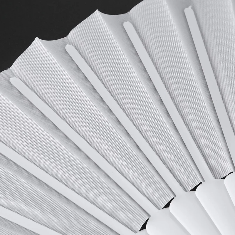 Plastic Fabric Hand Foldable Fan Ladies Men White folding fan hand fan