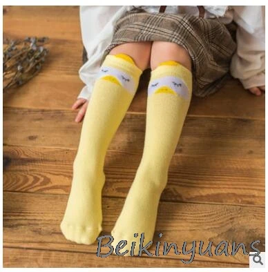 Yellow duck Детские гольфы с мультипликационным принтом Детские хлопковые носки с мультипликационным принтом на весну и осень носки принцессы для школьников - Цвет: Yellow duck