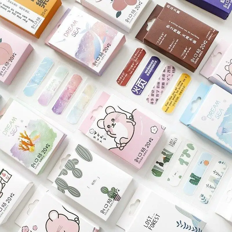 20 unids/caja precioso tirita desechables herida pegatina kawaii botiquín de primeros auxilios para los niños vendas adhesivas