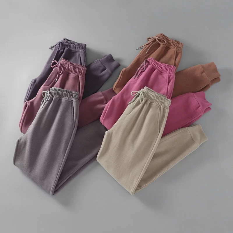 Женские зимние теплые штаны, замшевые спортивные штаны, утепленные шерстяные Повседневные Удобные растягивающиеся штаны Гарун для отдыха, брюки, 6 цветов