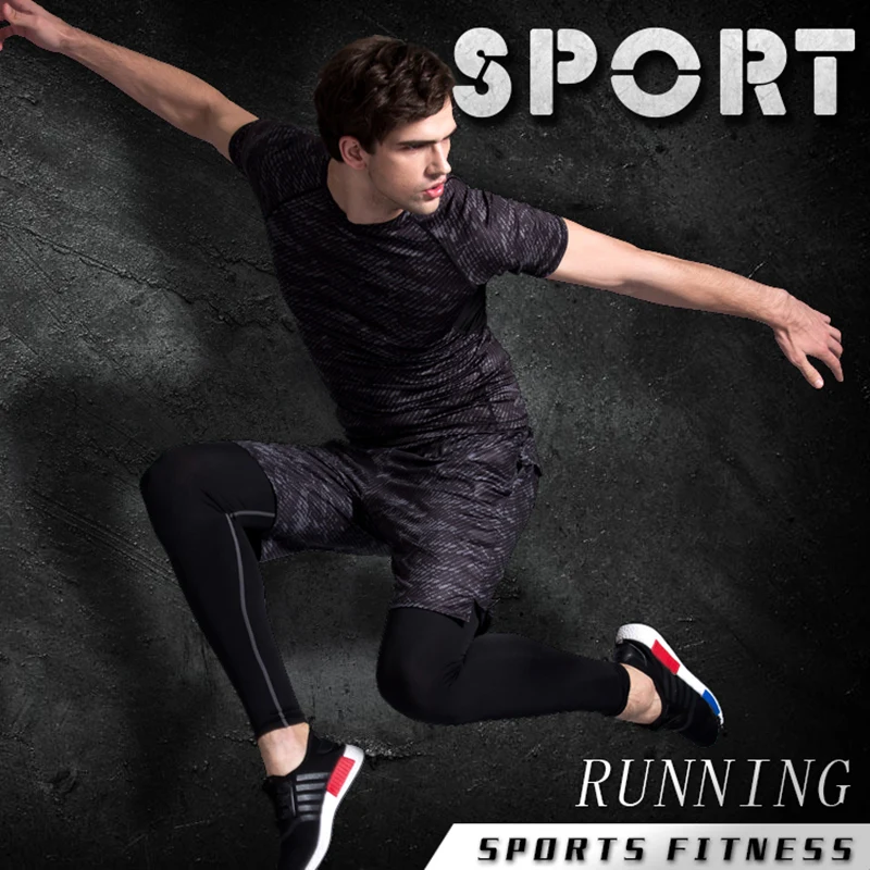 Men's Compression Sports Set Tracksuit Fitness Gym Clothes For