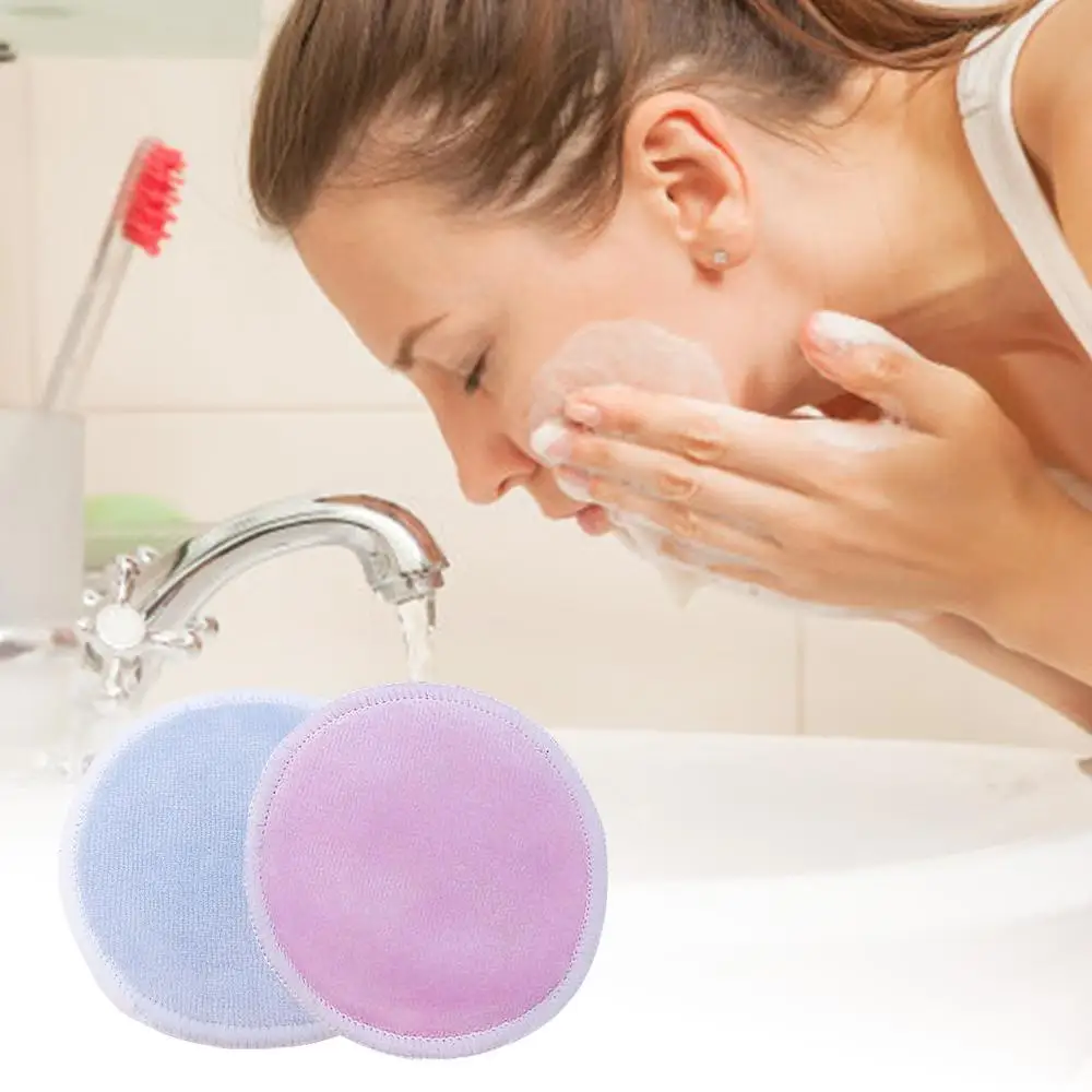 10pcs/15pcs Resuable Makeup Remover Pads with Laundry Bag 8cm Double-sided Bamboo Fiber Make up Removers