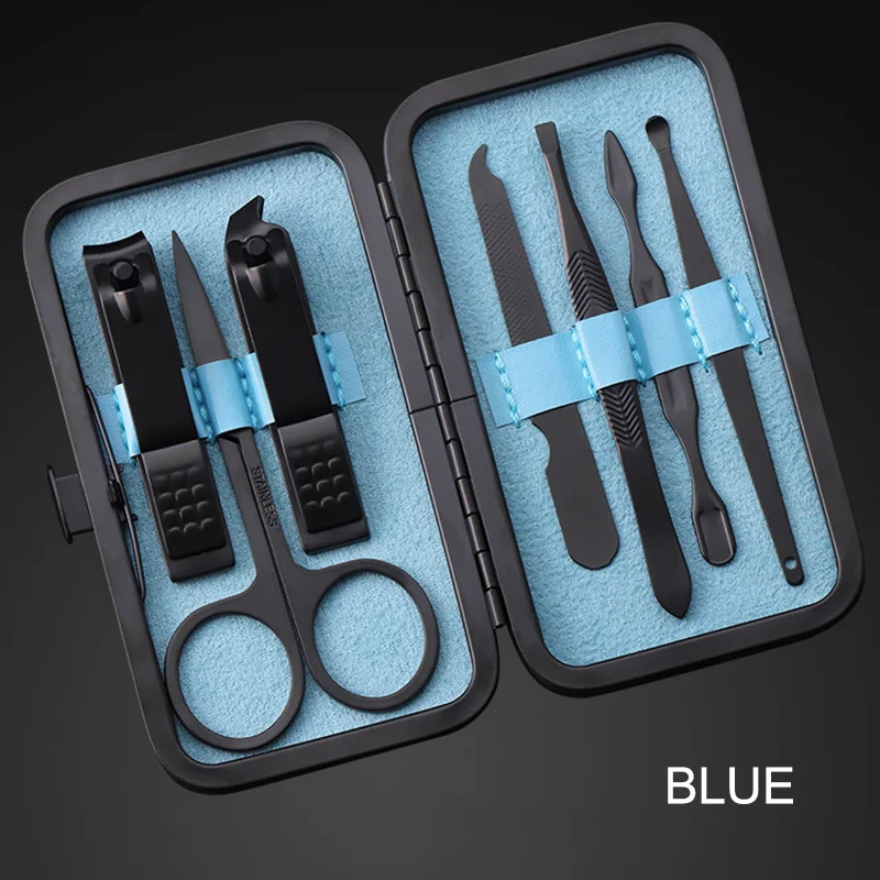 7 шт из нержавеющей стали клиппер маникюрный педикюр комплект инструментов для маникюра с Чехол Лидер продаж