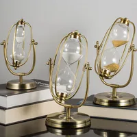 30 /60 Mins Time Hourglass Timer Metal Rotating Sand Clock European Style Living Room Decoration Ornaments Birthday Gift 2