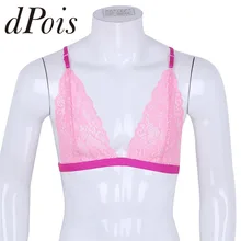 Gay Мужское нижнее белье SISSY мягкий цветочный кружевной бюстгальтер регулируемые бретельки сзади крест-накрест без косточек без подкладки дышащий бюстгальтер