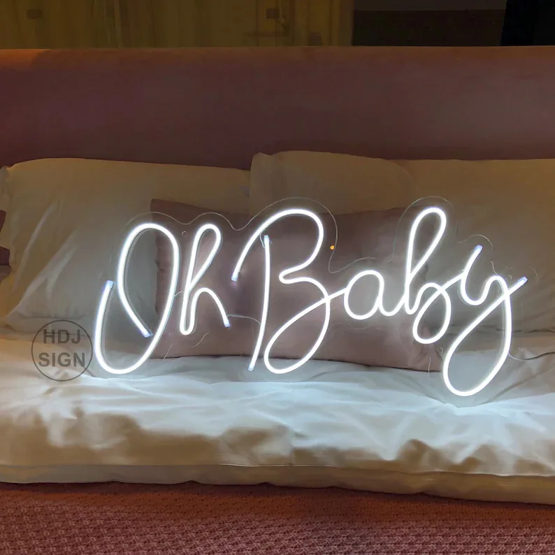 Неоновая светодиодсветодиодный надпись Oh Baby на заказ настенный Декор для дома