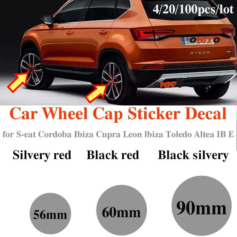  4pcs/20pcs/100pcs Car Wheel Center Stickers For Cordoba Ibiza Cupra Leon lbiza Toledo Altea IB E 56