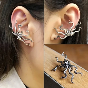 

925 exaggerated big octopus ear clip retro creative new alternative fashion