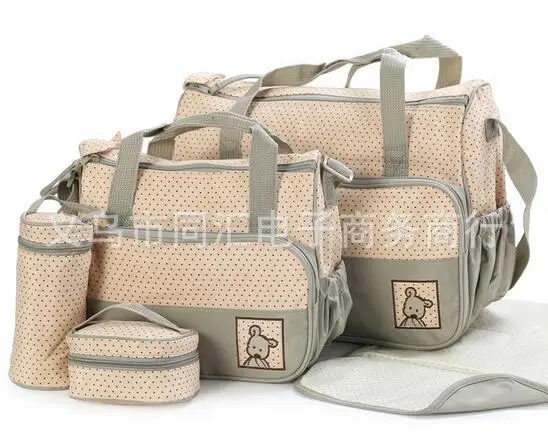 

Diaper Bag Five-Piece Large-Volume Mommy Bag Multi-functional Cross-body Maternity Package Waterproof Pregnant Women Nursing Mom