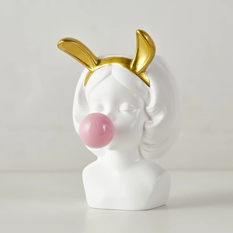 Y.DSHH, мини креативная Цветочная ваза для украшения интерьера в скандинавском стиле, декоративные вазы для цветов, маленькая Винтажная настольная ваза - Цвет: Rabbit ears white