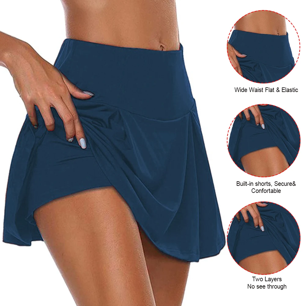 Women Yoga Shorts Skotrs Sports Tennis Skirts Shorts for Dancing Quick Drying Fake Skirts Shorts Running Cycling Fitness Gym