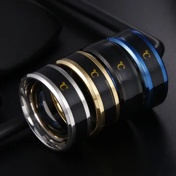 

2020 new European and American Fashion Smart Temperature Ring Titanium steel lovers temperature ring jewelry