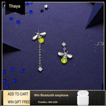 

Thaya Silver Plated Firefly Earrings Drop Dangle Yellow Crystal Silver Color Charms For Women Fashion Gift Fine Jewelry