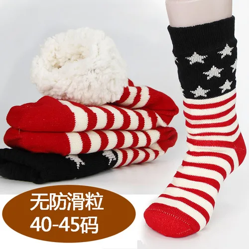 sock 40-45 Мужские тапочки; шерстяные толстые плюшевые зимние носки; Мужская обувь; мужские домашние тапочки; мужские зимние Тапочки - Цвет: sock 40-45