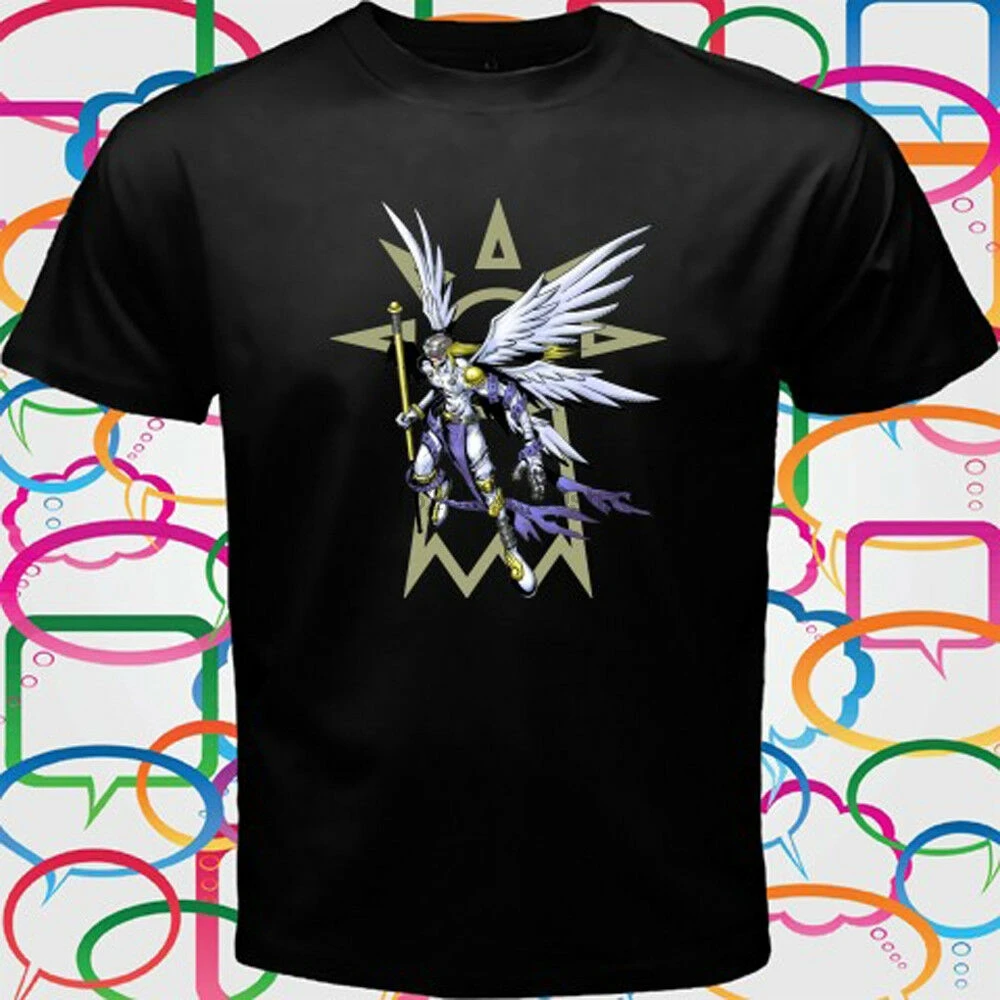 

DIGIMON The Crest of Angemon Anime Cartoon Mens Black T-Shirt Size S to 3XL