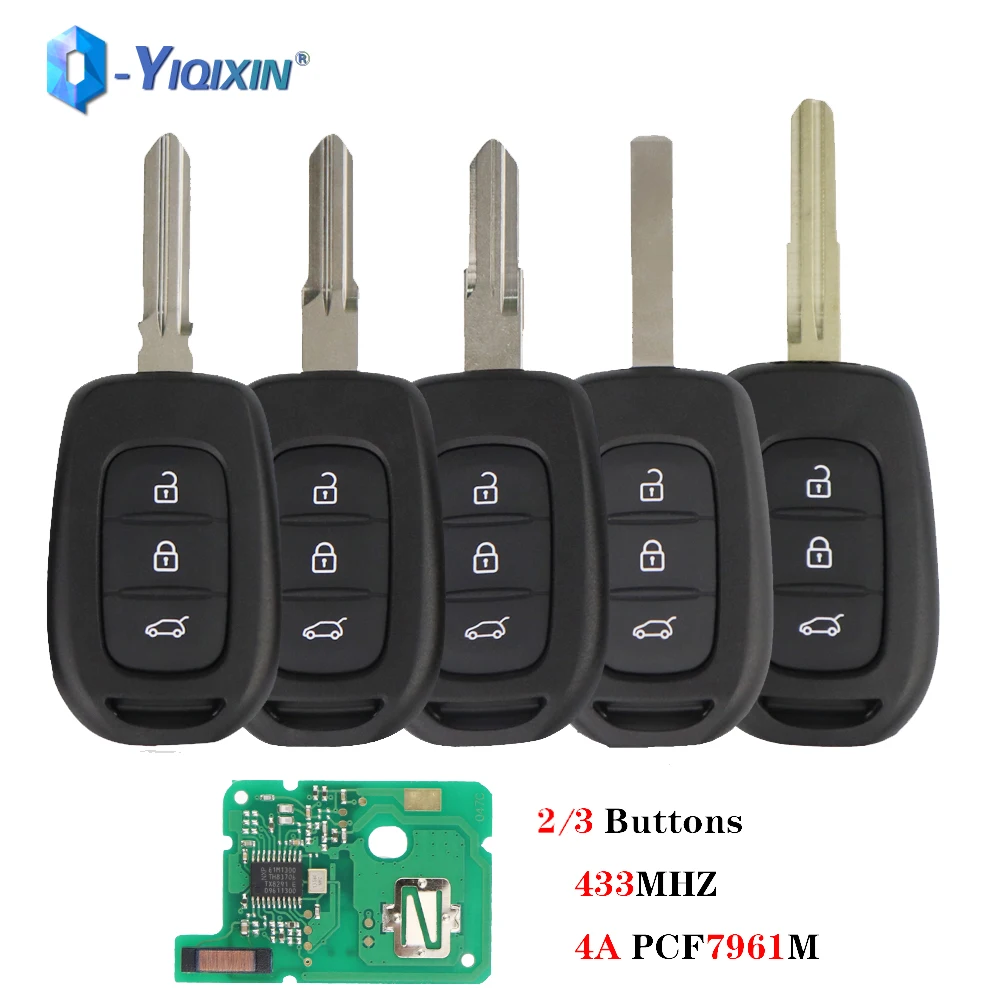 YIQIXIN Smart Remote Car Key 2/3 Buttons 434MHZ 4A PCF7961M Chip For Renault Sandero Dacia Logan Trafic Clio4 Master3 Duster Fob xnrkey remote car key samrt key for renault sandero dacia logan lodgy dokker duster trafic clio4 master 2 buttons pcf7961m chip