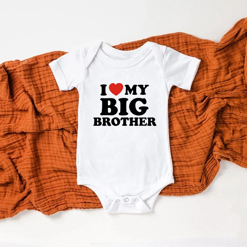 Комбинезон детский с надписью I Love My Big Brother хлопок Комбинезоны Одежда для