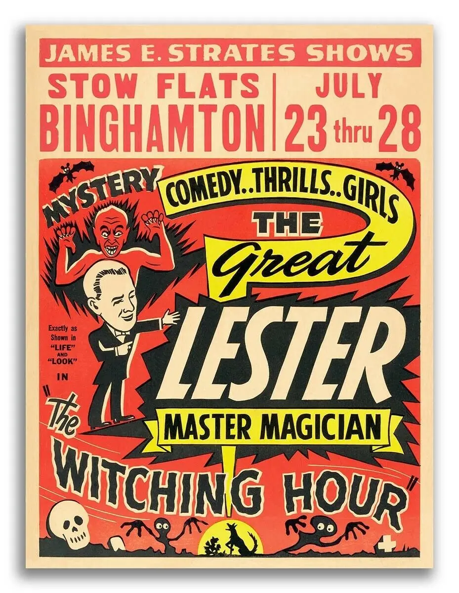 1950s “The Great Lester” Vintage Style Witching Hour Magic SILK POSTER Decorative Wall painting 24x36inch | Дом и сад