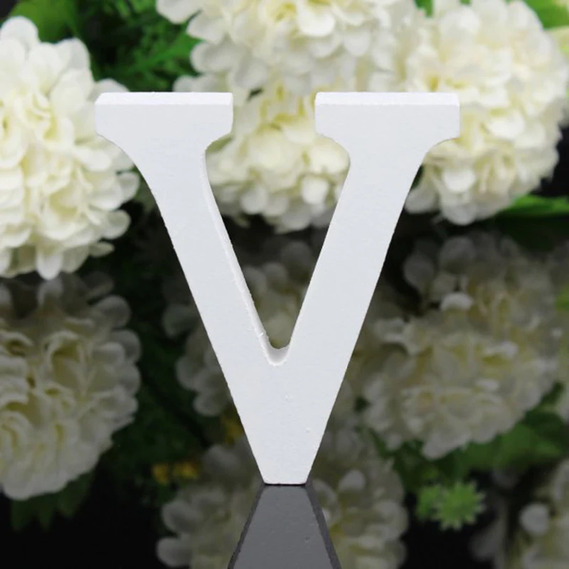 Белые деревянные принадлежности с буквами алфавита любви вечерние свадебные украшения - Цвет: V