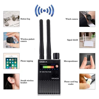 

Dual Antenna RF Signal Anti Spy Hidden Camera Detector Espia Pinhole Button Kamera Detector Audio Bug GPS GSM Device Tracker