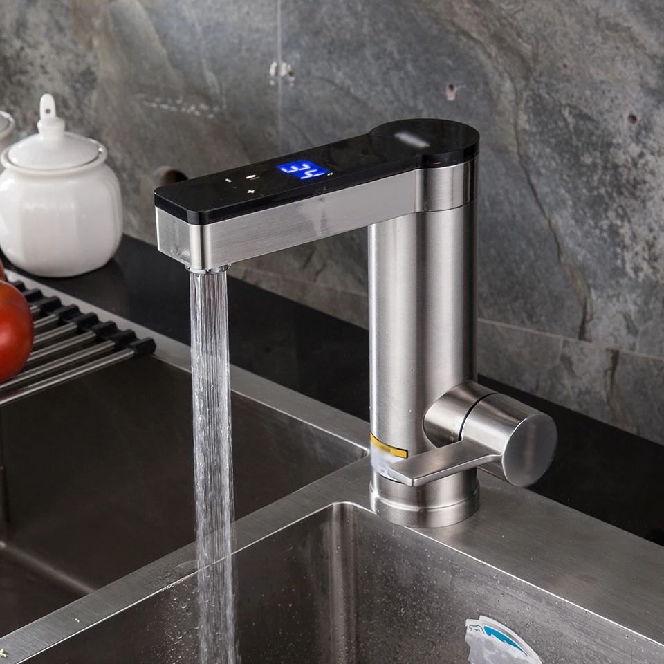 Stainless Steel Temp Adjustable Tankless Electric Faucets Instant Water