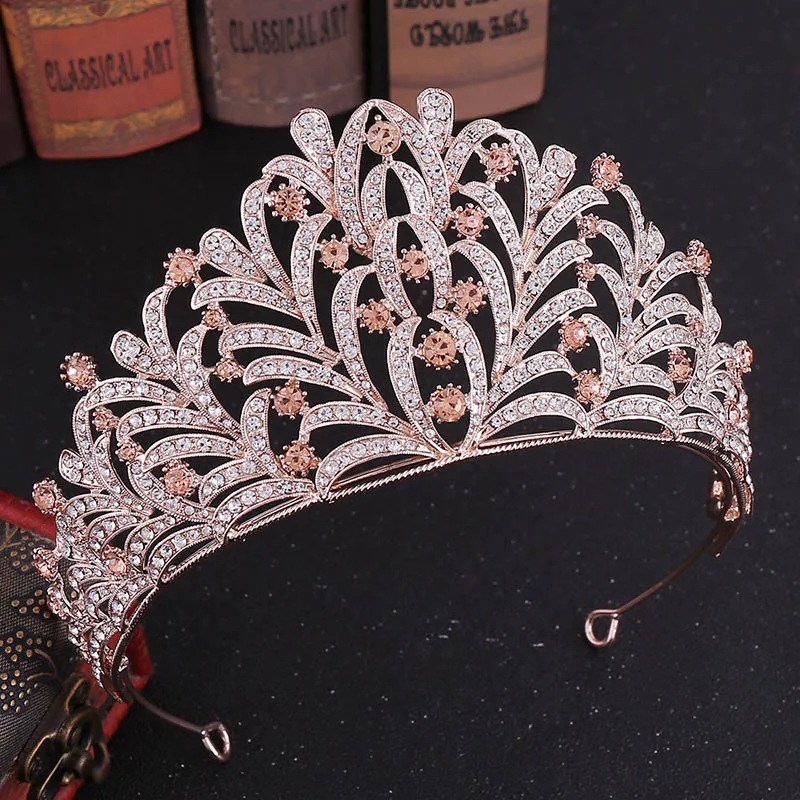 

New Design Red Gold Green Blue Crystal Queen Princess Tiaras Crowns Diadem Headband Bridal Bride Noiva Wedding Hair Jewelry