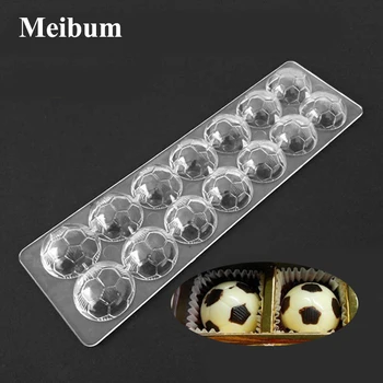 

Meibum 14 Cavity Soccer Polycarbonate Chocolate Mold 3D Sphere Ball Confectionery Form Baking Tray Candy Decorating Mould
