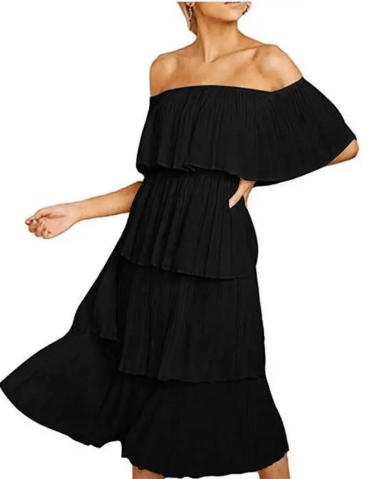 Женское свободное платье торт Boho летнее без бретелек элегантные платья для