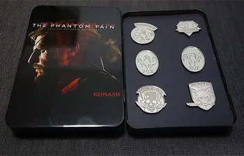 

Game MGS 5 Metal Gear Solid V The Phantom Pain Metal Badges Brooches Pins Set with Iron Box Collectibles Accessories 6pcs/set