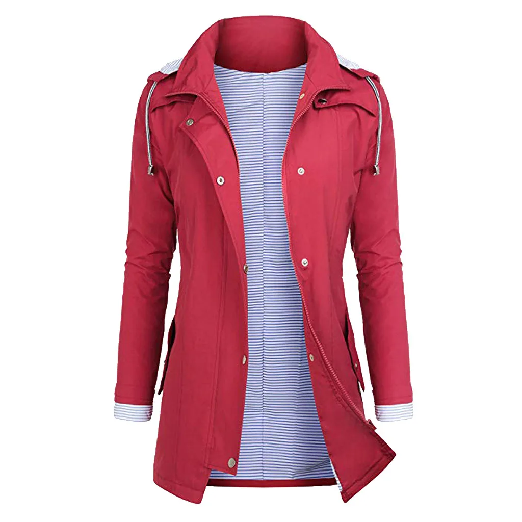 Женское зимнее пальто Новинка дождевик для улицы размера плюс Водонепроницаемый плащ с капюшоном ветрозащитное пальто casacos de inverno Feminino - Цвет: Red