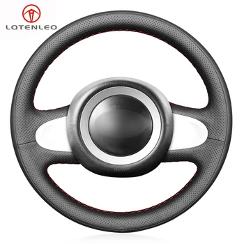 

LQTENLEO Black Artificial Leather Car Steering Wheel Cover for Mini Cooper Coupe countryman Roadster Clubman 2009-2013 (2-Spoke)