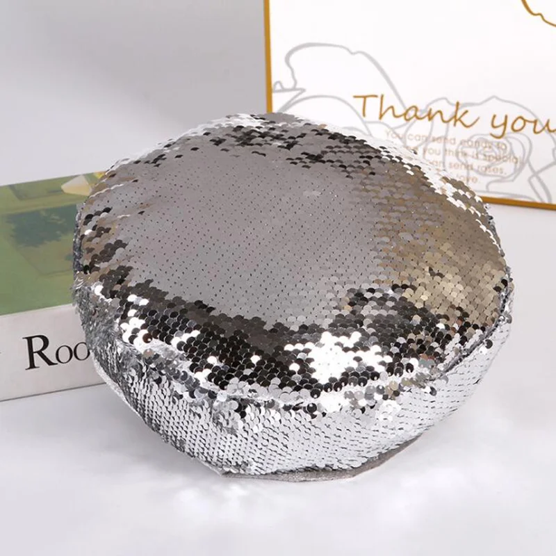 

Vintage Dance Beret For Women Fashion Sequins Casual Hat Stylish Artist Singer Caps Novelty Ladies Painter's Hat H4