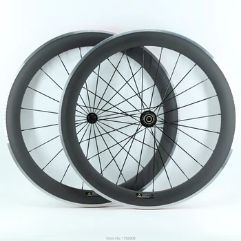 

New 700C 60mm clincher rim road bike matte 3K carbon bicycle wheelsets with alloy brake surface aero spoke skewers Free shipping