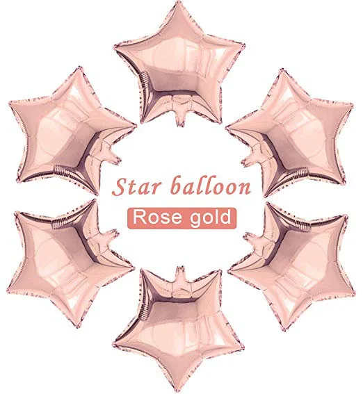 

12 pcs Rose Gold Star Shape Foil Mylar Balloons for Birthday Party Decorations