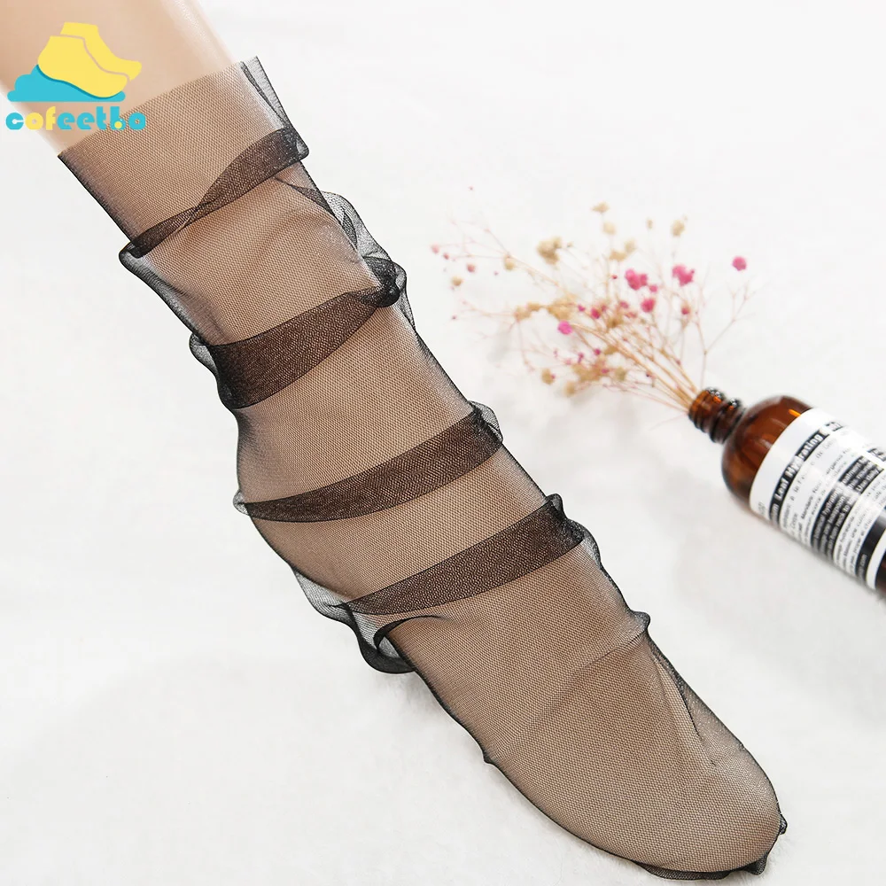 1 пара, женские блестящие носки в стиле Харадзюку, женские шифоновые Чулочные изделия, однотонные прозрачные сетчатые блестящие ультра-тонкая рыболовная сетка, носки