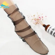 1 пара, женские блестящие носки в стиле Харадзюку, женские шифоновые Чулочные изделия, однотонные прозрачные сетчатые блестящие ультра-тонкая рыболовная сетка, носки