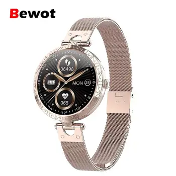

Bewot 1.09" Full Touch Round Screen Smart Watch 2020 Women Female Function Fitness Tracker Heart Rate BP Monitoring Smartwatch