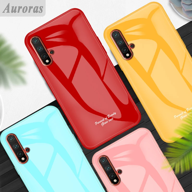 Auroras для HUAWEI Nova 5T чехол из закаленного стекла Макарон карамельного цвета Твердый